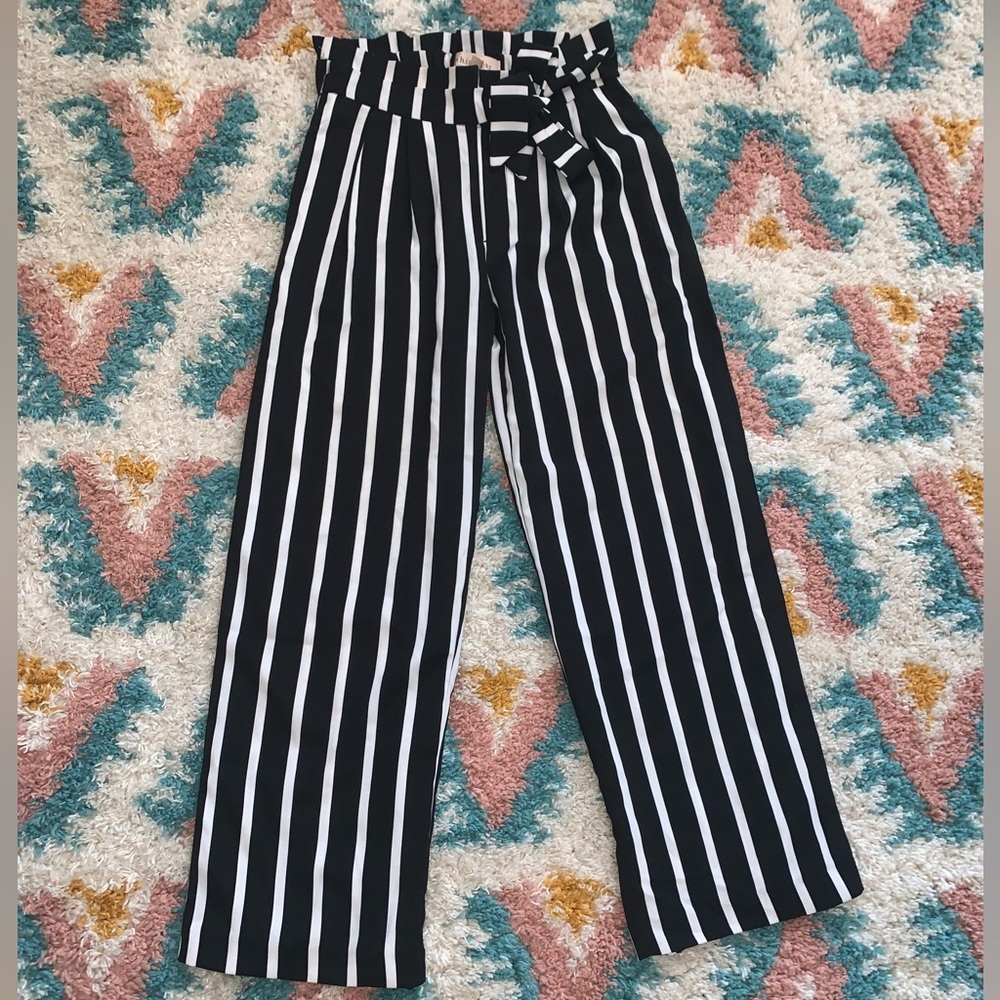 Philosophy Striped Pants Black and White
